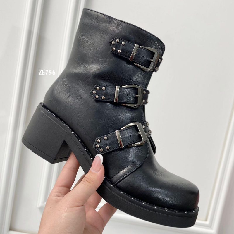 Botin negro apliques tacon 5cm  CZ835   C12 - Image 3
