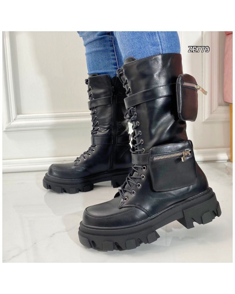 Bota negra con monedero suela 4cm  HK57  C9 - Image 2