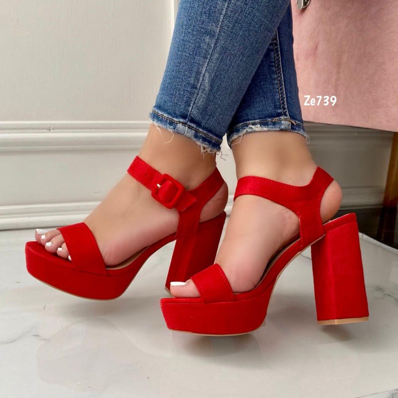 Sandalia roja tacon 10cm    66-33  C8