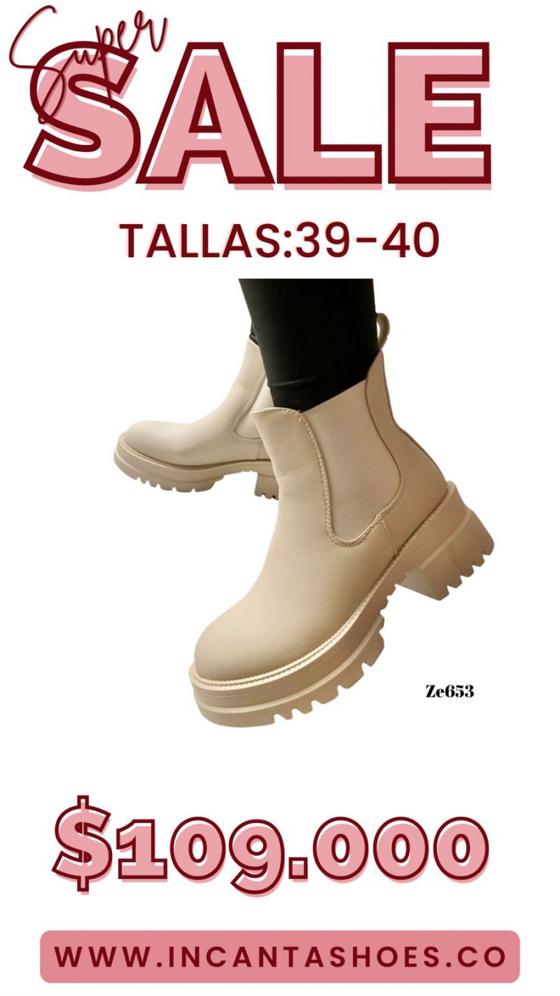 Botin beige suela 6Cm 7786A