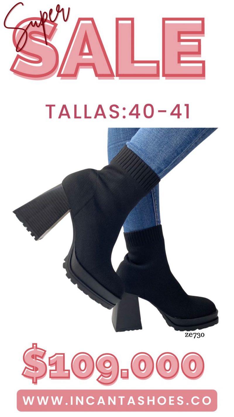 Botin negro tacon 9cm  8579A   C2