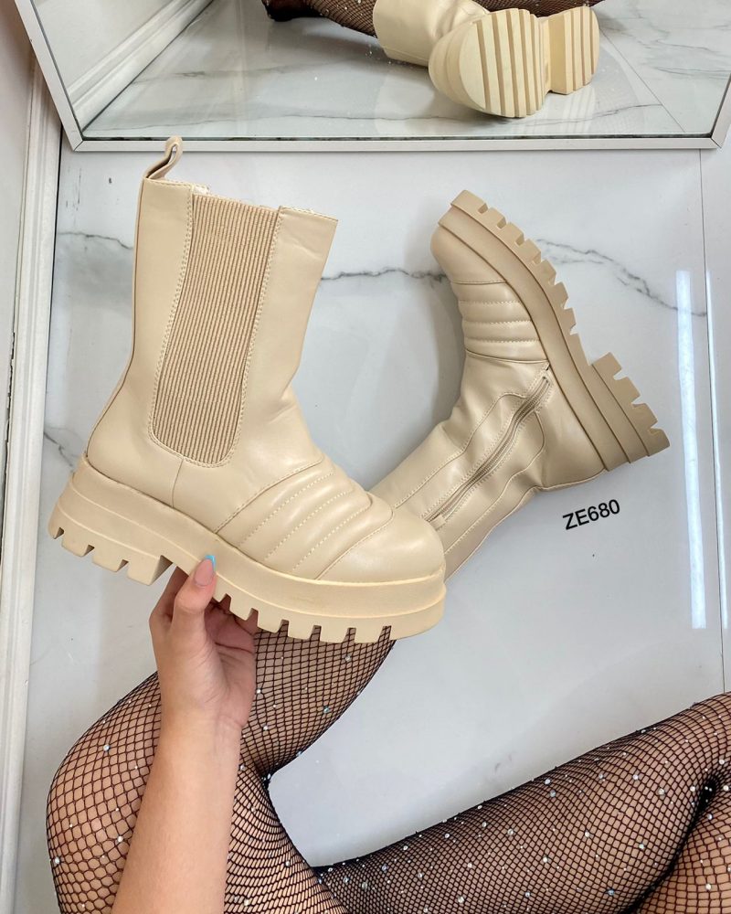Bota beige suela 4cm  CM 6829 - Image 2
