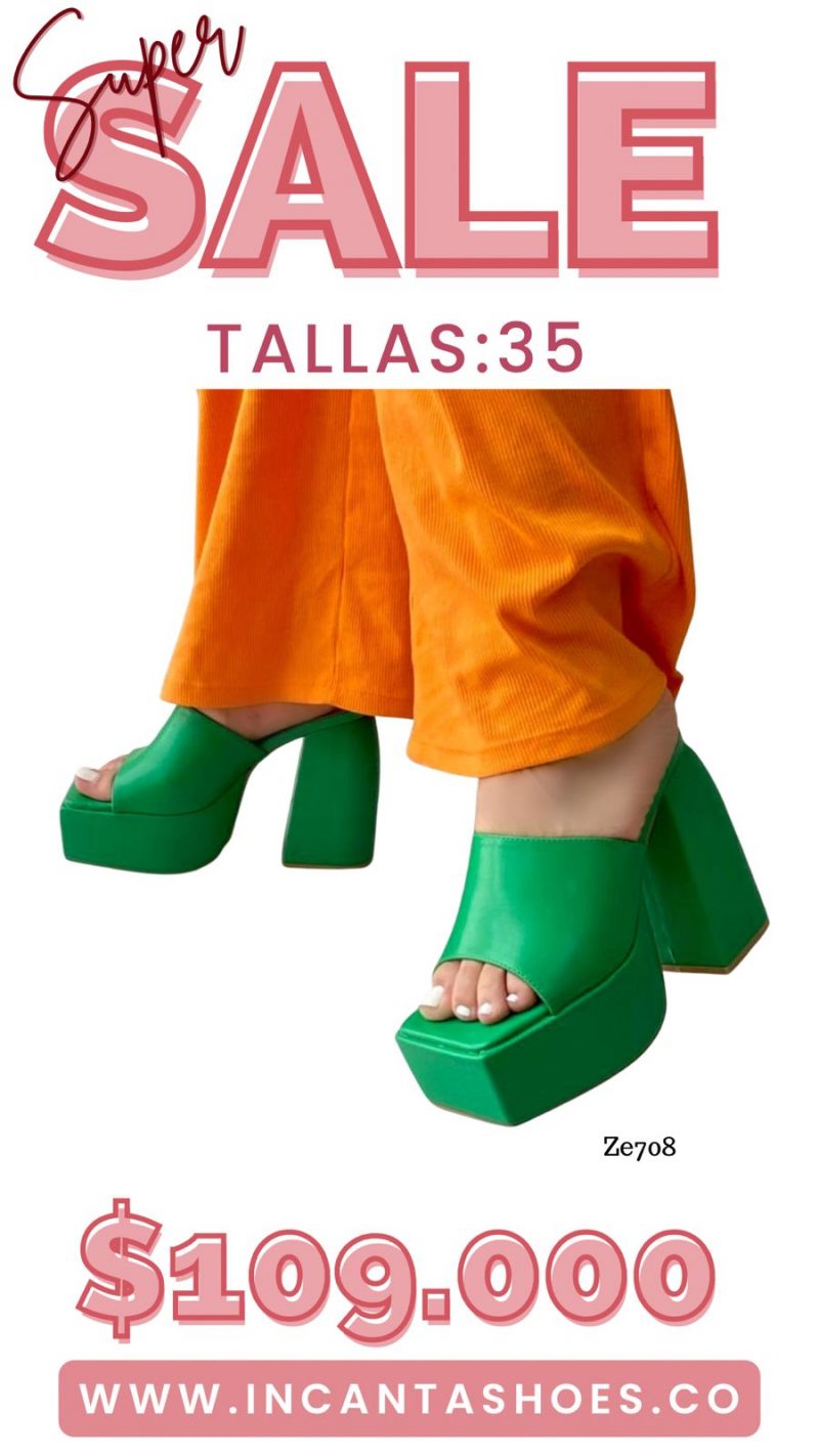Sandalia verde tacon 12cm  P-1243