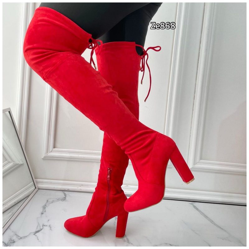 Bota caña alta roja tacon 10cm  626-1  C19