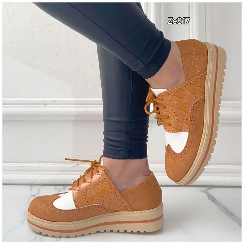 Zapato café textura suela 3cm N20-659  C8