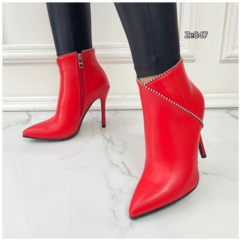 Botin rojo tacon puntilla 10cm  Z1114  C15