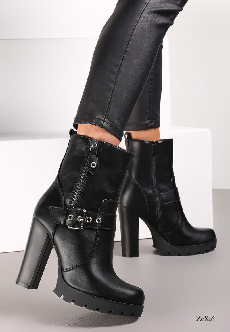 Botin negro correa tacon 10cm  Z1127 - Image 2
