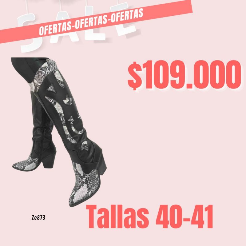 Bota caña alta texana textura tacon 9cm  1956  C15