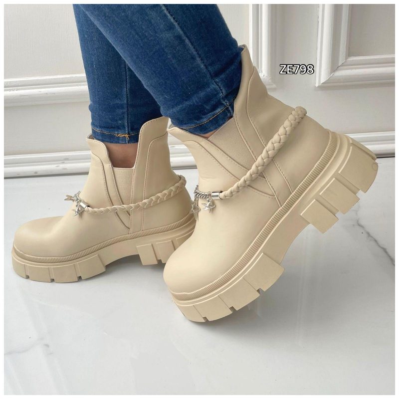 Botin beige suela 3cm  8572A  C2