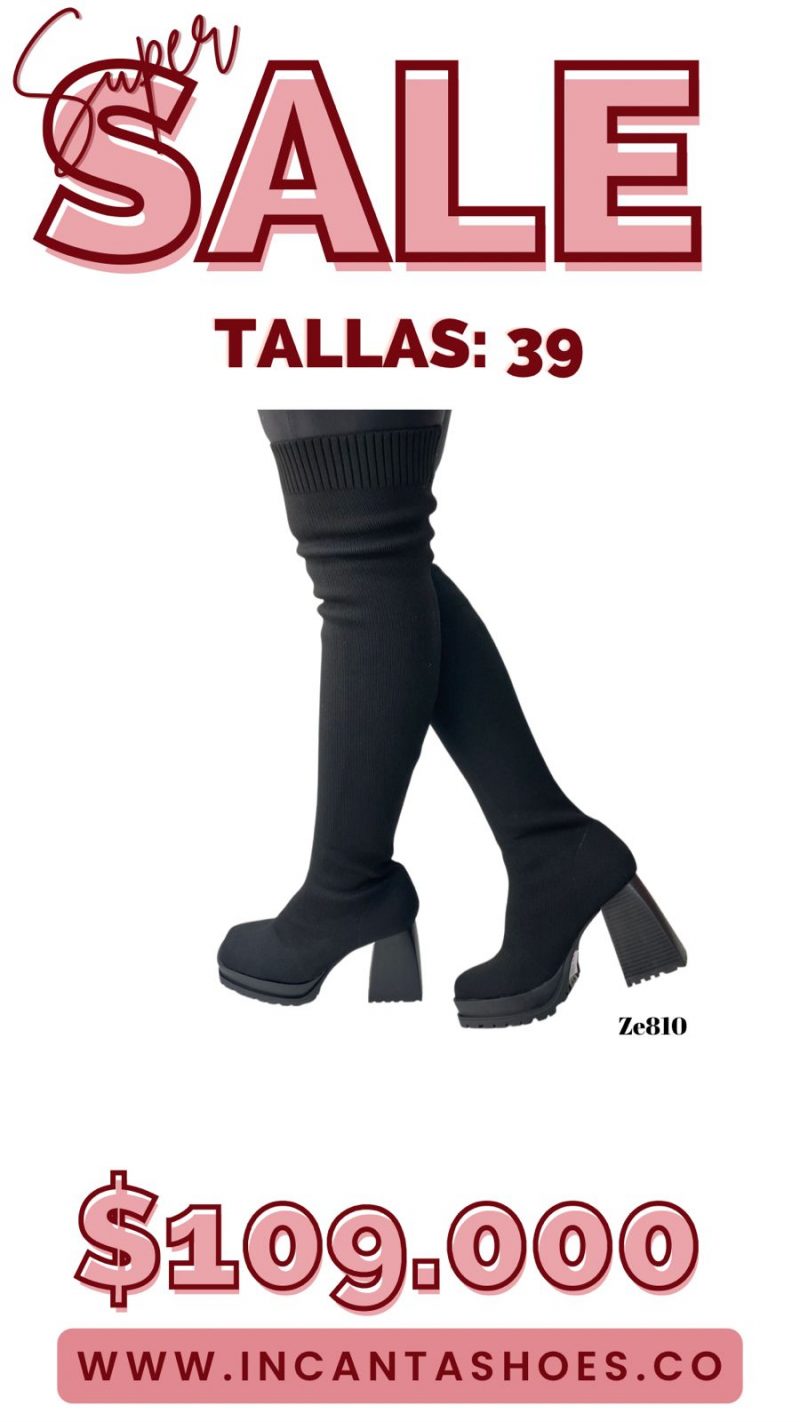 Bota caña alta negra tacon 9cm  8578A   C2
