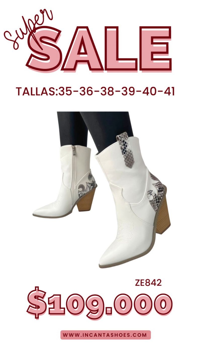 Bota texana blanca taacon 10cm  798  C15