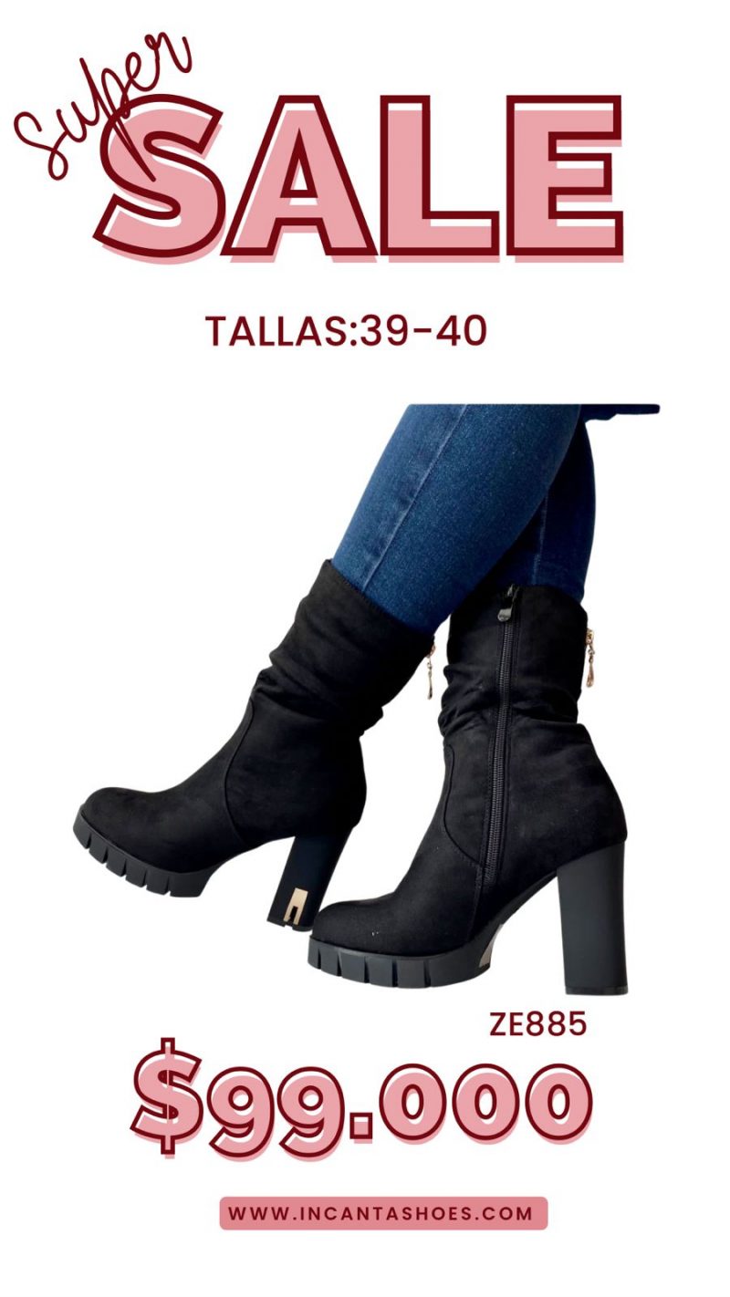 Bota negra tacon 10cm   B2583-KB  C11