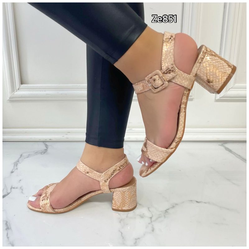 Sandalia oro rosa textura tacon 5cm   BSZ6830  C5