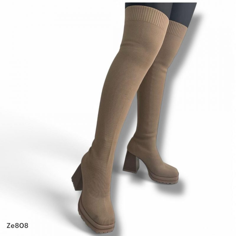 Bota caña alta café tacon 9cm  8578A  C2