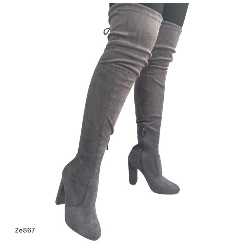 Bota caña alta gris tacon 10cm  626-1  C19 - Image 2
