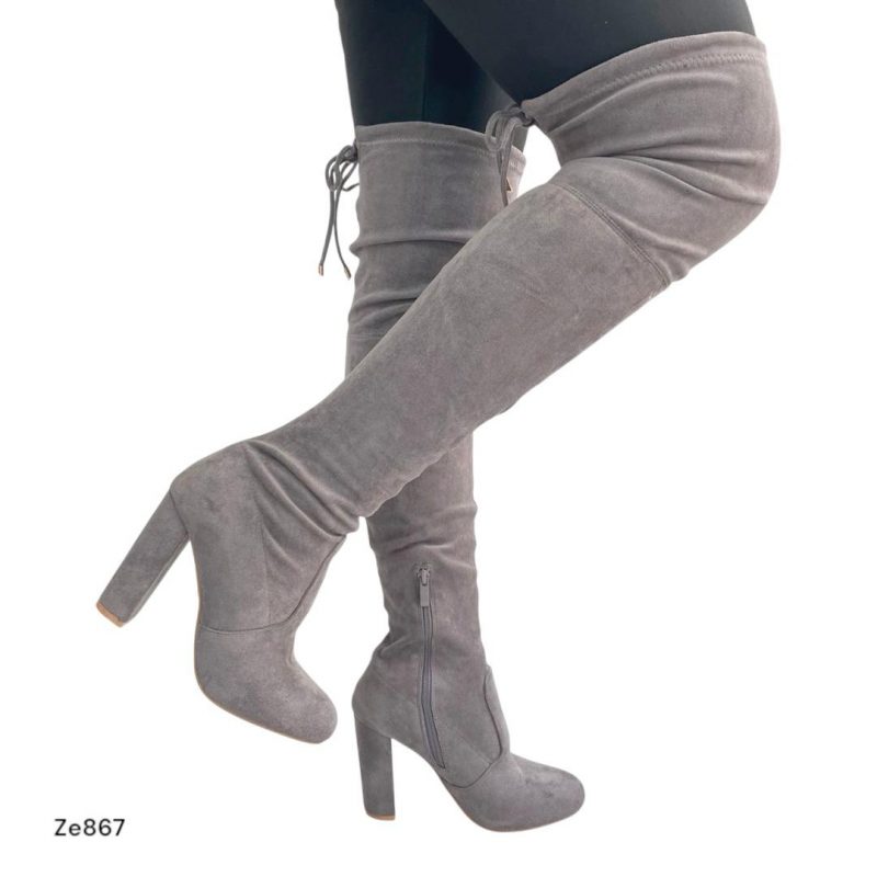Bota caña alta gris tacon 10cm  626-1  C19