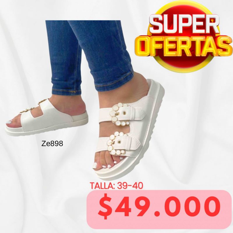Sandalia blanca aplique hebilla   HM3298   C14