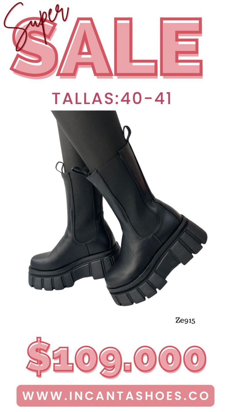 Botin negro suela 6cm  706-5  C18