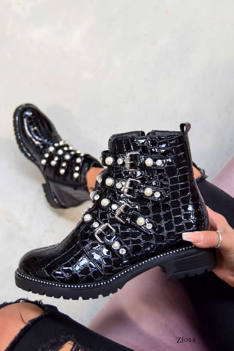 Botin negro aplique perlas textura suela 3cm  FR363   C10 - Image 2