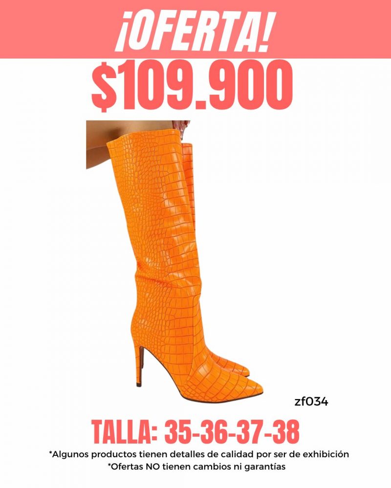 Bota caña alta naranja textura tacon 9cm   2G2F-X6458-01   C30