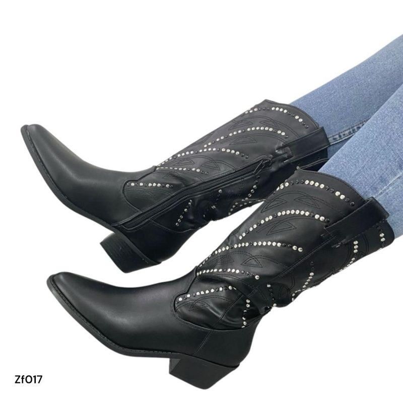 Bota texana negra apliques tacon 5cm   B-436   C21 - Image 3
