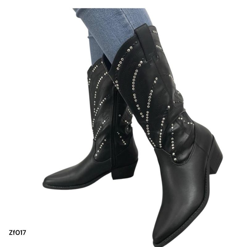 Bota texana negra apliques tacon 5cm   B-436   C21 - Image 4