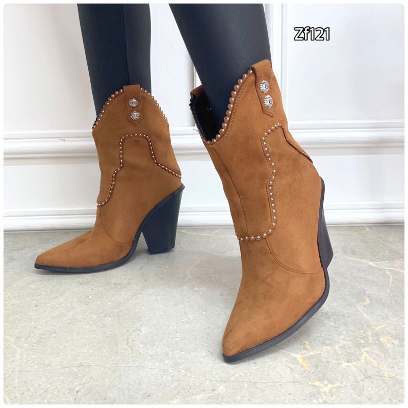 Botin café texana tacon 10cm  RH009   C6