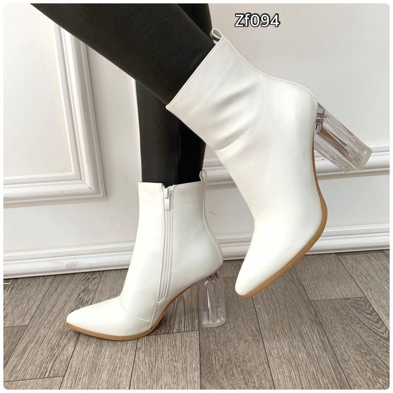 Botin blanco tacon transparente 9cm   5728  C40