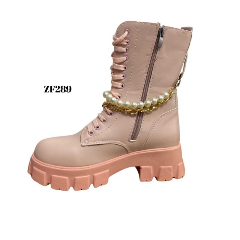 Botin rosado aplique dorado perlas suela 5cm    822  C1 - Image 2