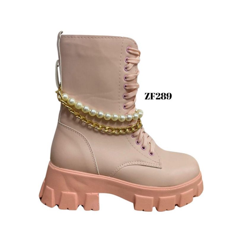 Botin rosado aplique dorado perlas suela 5cm    822  C1 - Image 3
