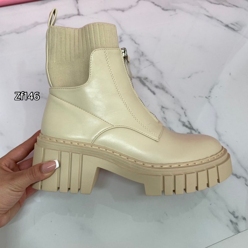 Botin beige cierre frontal suela 5cm  8596   C40 - Image 2