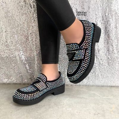 Zapato negro apliques brillantes suela 3cm   ZT01   C4