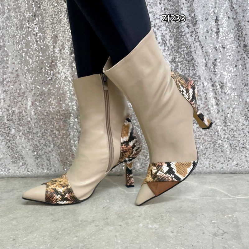 Botin beige textura café tacon 9cm   G10   MS01 C1 - Image 3