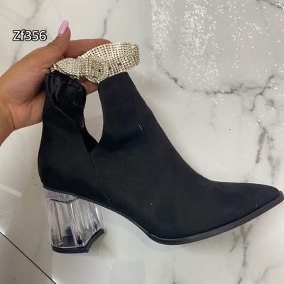 Botin negro aplique brillantes tacon 7cm AB2 C1