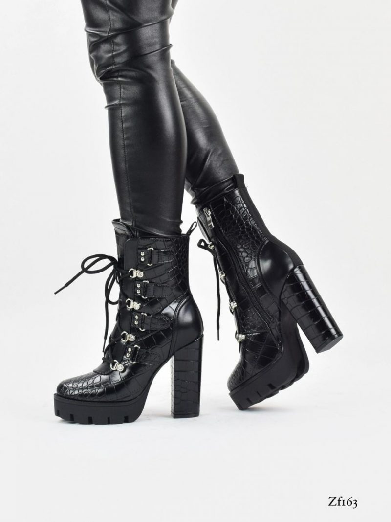 Botin negro textura tacon 12cm   LA-185   C36 - Image 2