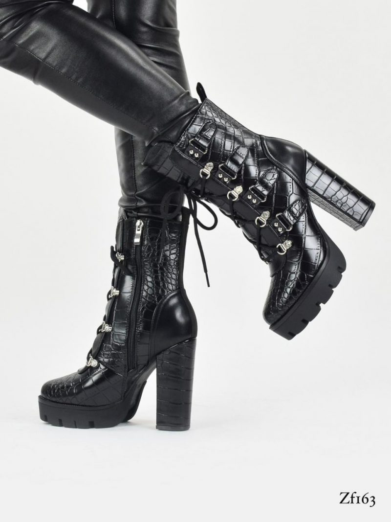Botin negro textura tacon 12cm   LA-185   C36 - Image 3