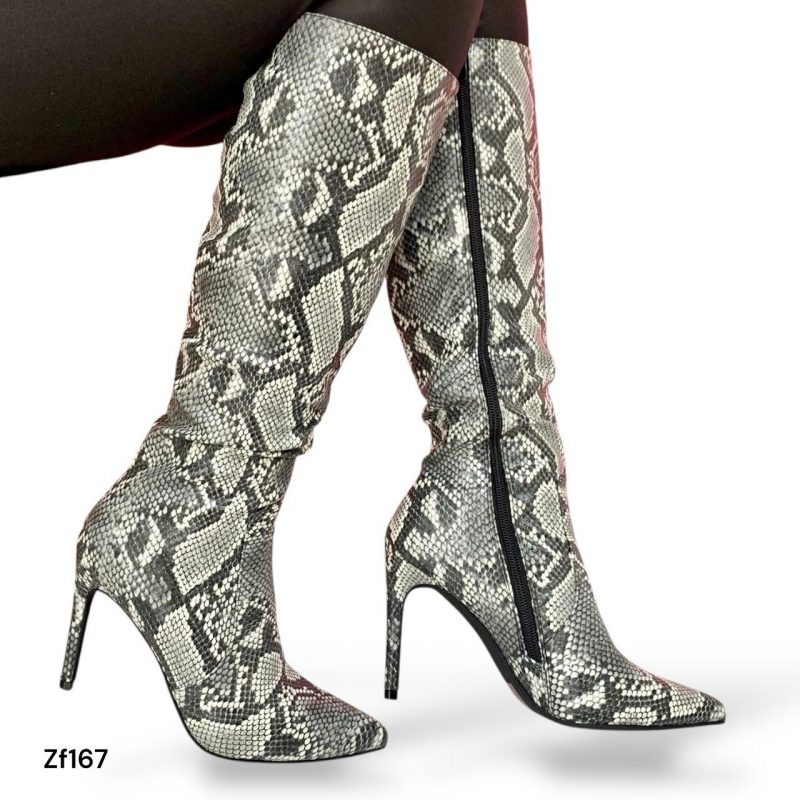 Bota caña alta gris textura tacon 9cm  DF3813   C34 - Image 2