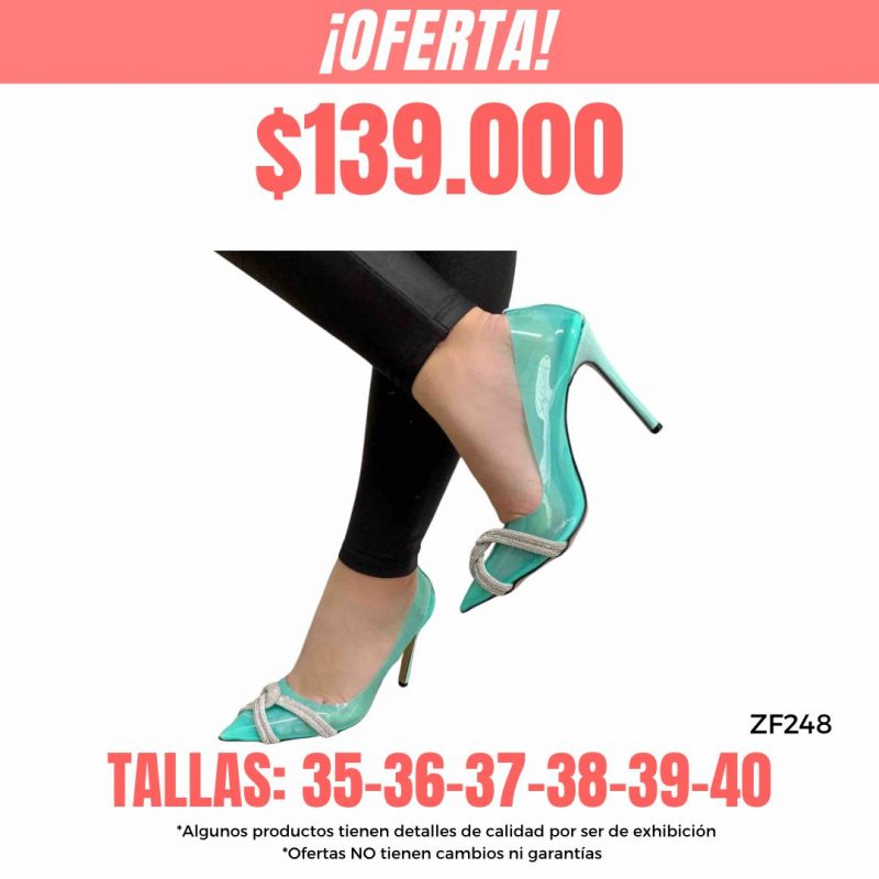 Stiletto verde aplique plateado tacon 10cm 12  C8