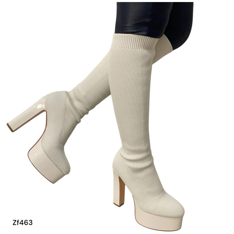 Bota caña alta beige tacon 14cm  K3041   C3 - Image 2