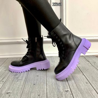 Botin negro suela morada 4cm   180  C1