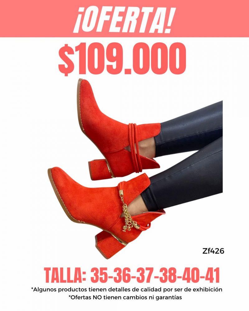Botin naranja cadena dorada tacon 5cm   JS1815   C14
