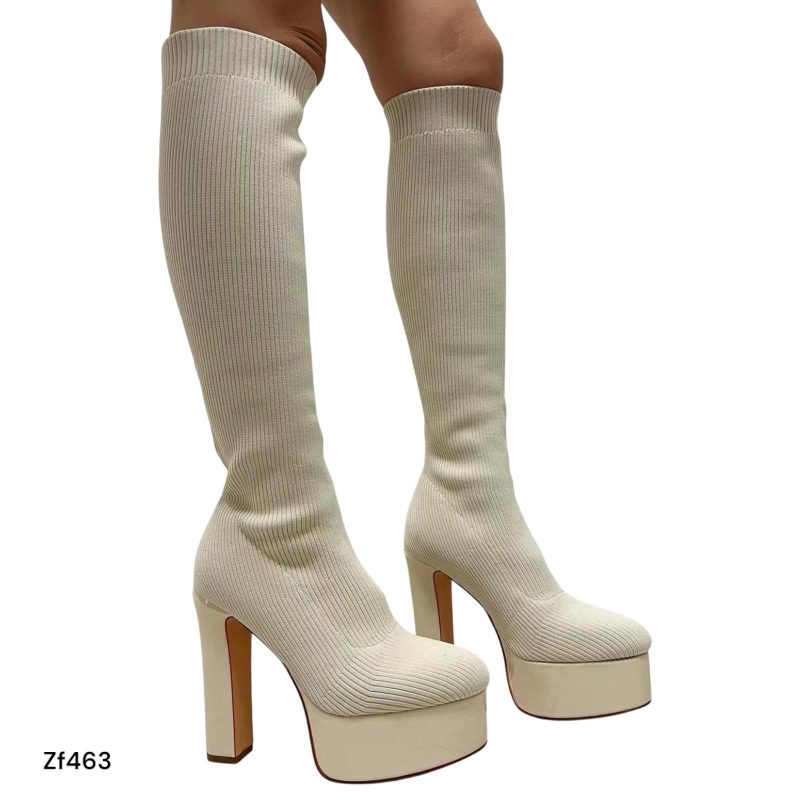 Bota caña alta beige tacon 14cm  K3041   C3