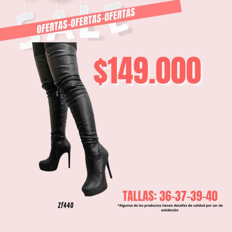 Bota extra larga negra tacon 13cm   SQ-118  C8