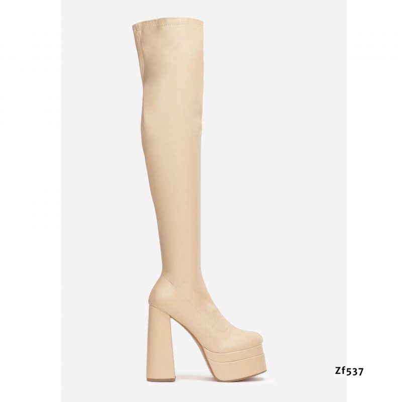 Bota extralarga beige plataforma 5cm tacon 14cm   045   C10 - Image 2