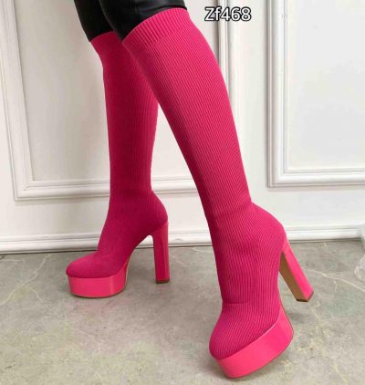 Bota caña alta fucsia tacon 14cm  K3041   C3