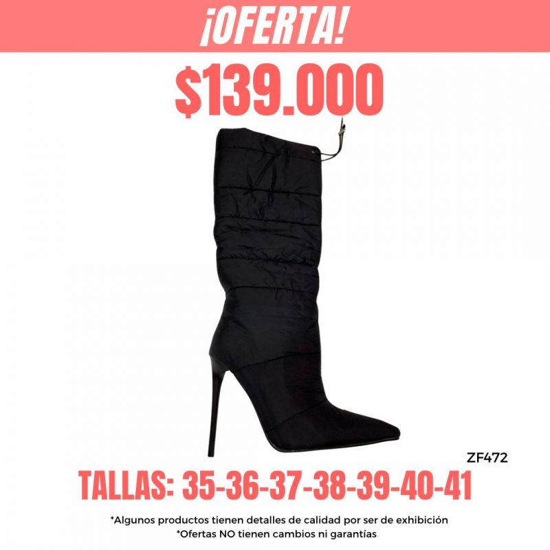 Bota caña alta negra tacon puntilla 11cm  K2638  C3