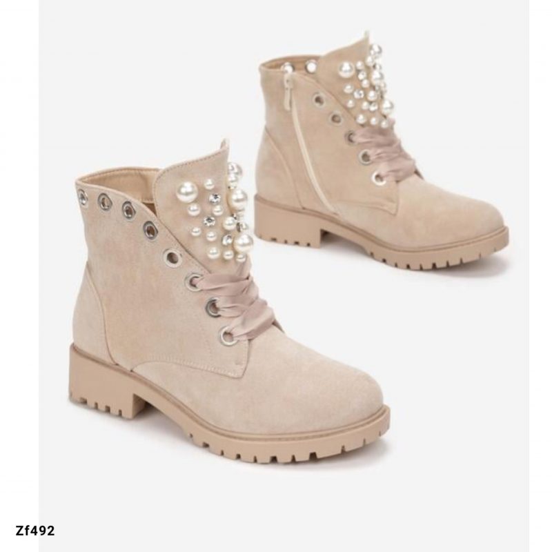 Botin beige aplique perlas suela 3cm   8371   C31 - Image 2