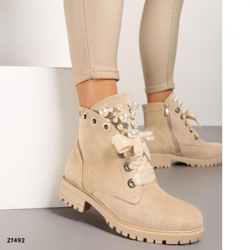 Botin beige aplique perlas suela 3cm   8371   C31 - Image 3