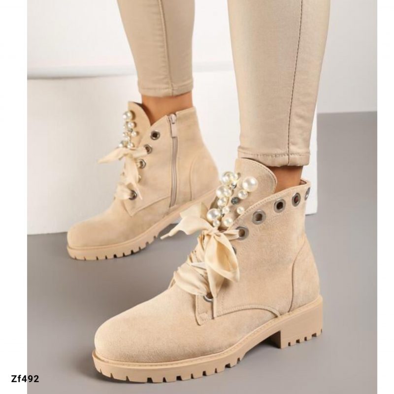 Botin beige aplique perlas suela 3cm   8371   C31 - Image 4