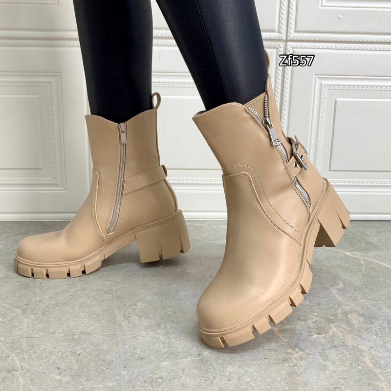 Botin beige cierres tacon 5cm  DH78-7  C22